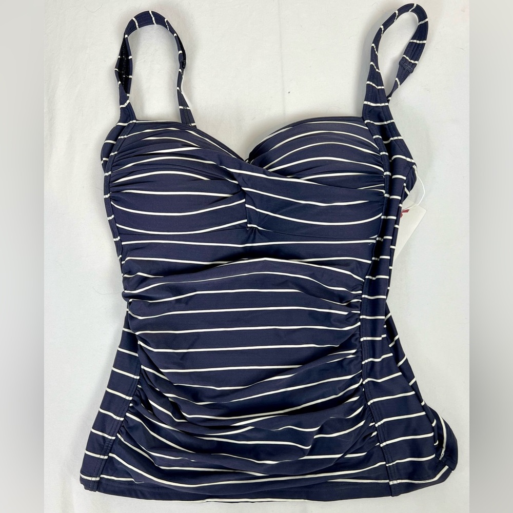 Bond-eye‎ Australia bathing suit tankini top Size 6 Blue White pinstripes NWT